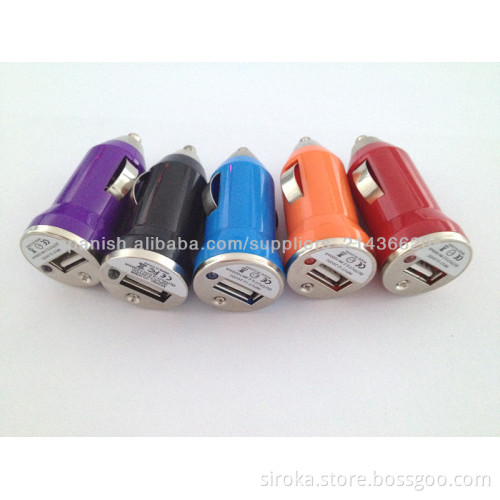 Factory Best Selling universal single USB mini smartphone car charger CE ROHS approved with customized colors